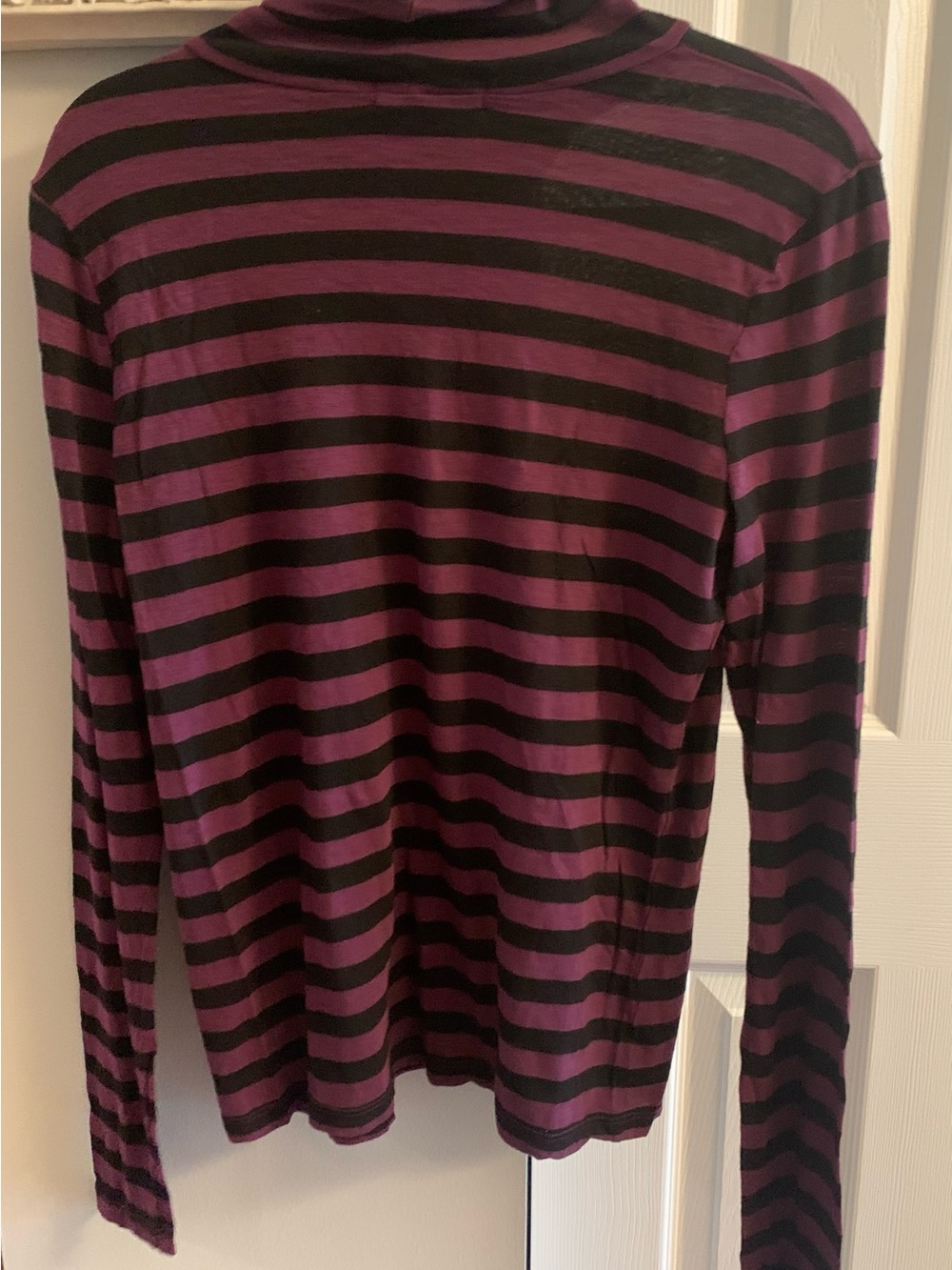 Michael Stars Plum and Black Supima Cotton Slub Stripe Long Sleeve Top NWT - OS - Picture 3 of 7